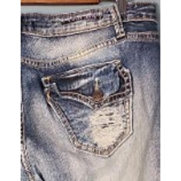 Vigoss Women's Blue Wash Bootcut Distressed Bleach Splatter Denim Jeans Size 15 - Picture 6 of 11